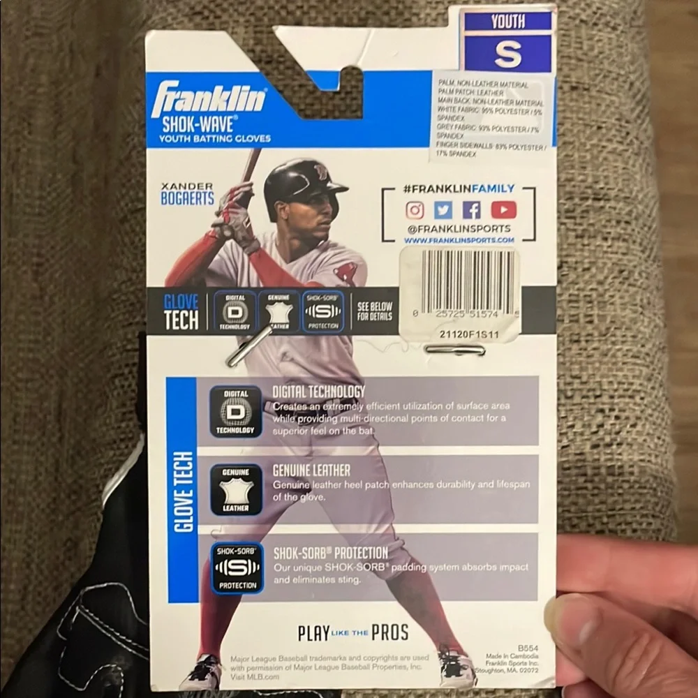 Franklin Youth Batting Gloves - Black and Gray